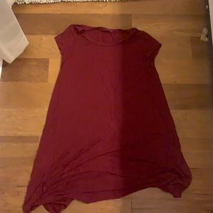 Burgundy high low tshirt dress